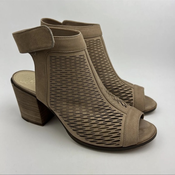 Vince Camuto VC-Lavette Brown Leather Open Toe Chunky Heel Slingbacks Womens 9M - Picture 1 of 10